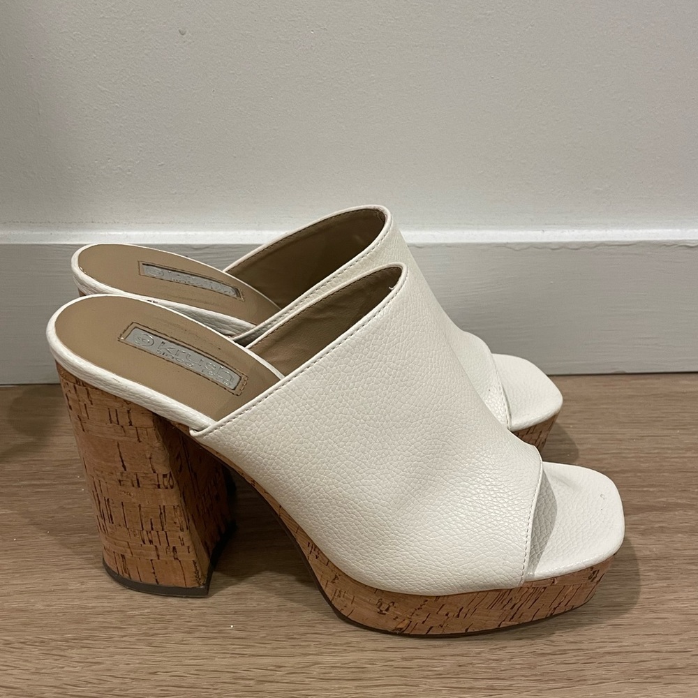 White Cork bottom Sandal Mules